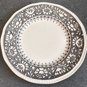 Classic Black and White Floral Dinner Plate